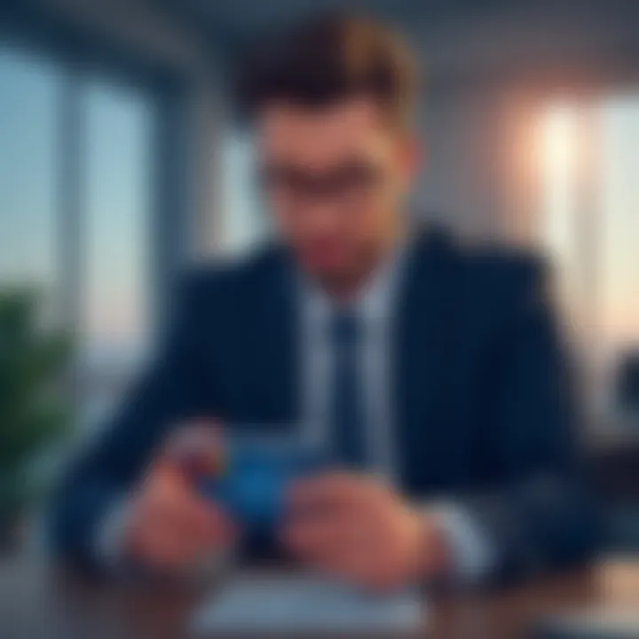 An executive reviewing travel expenses with a World MasterCard