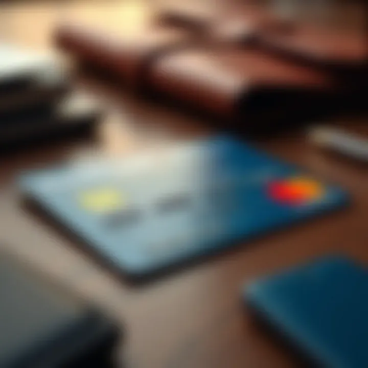 A close-up of a World MasterCard alongside travel accessories