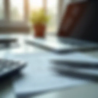 A calculator and financial documents on a desk.