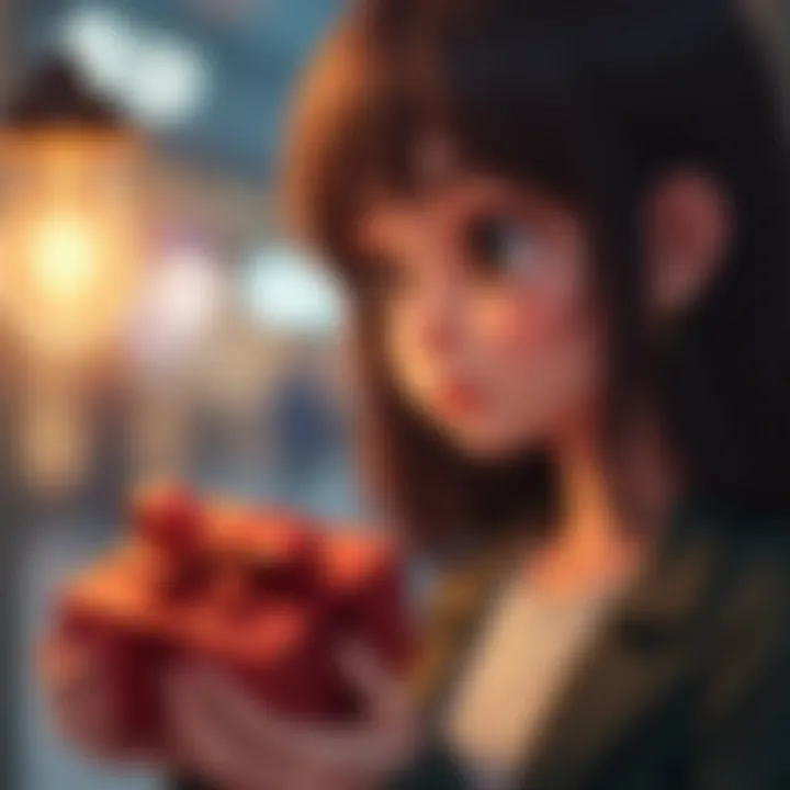 A close-up of a consumer examining a gift card with a thoughtful expression.